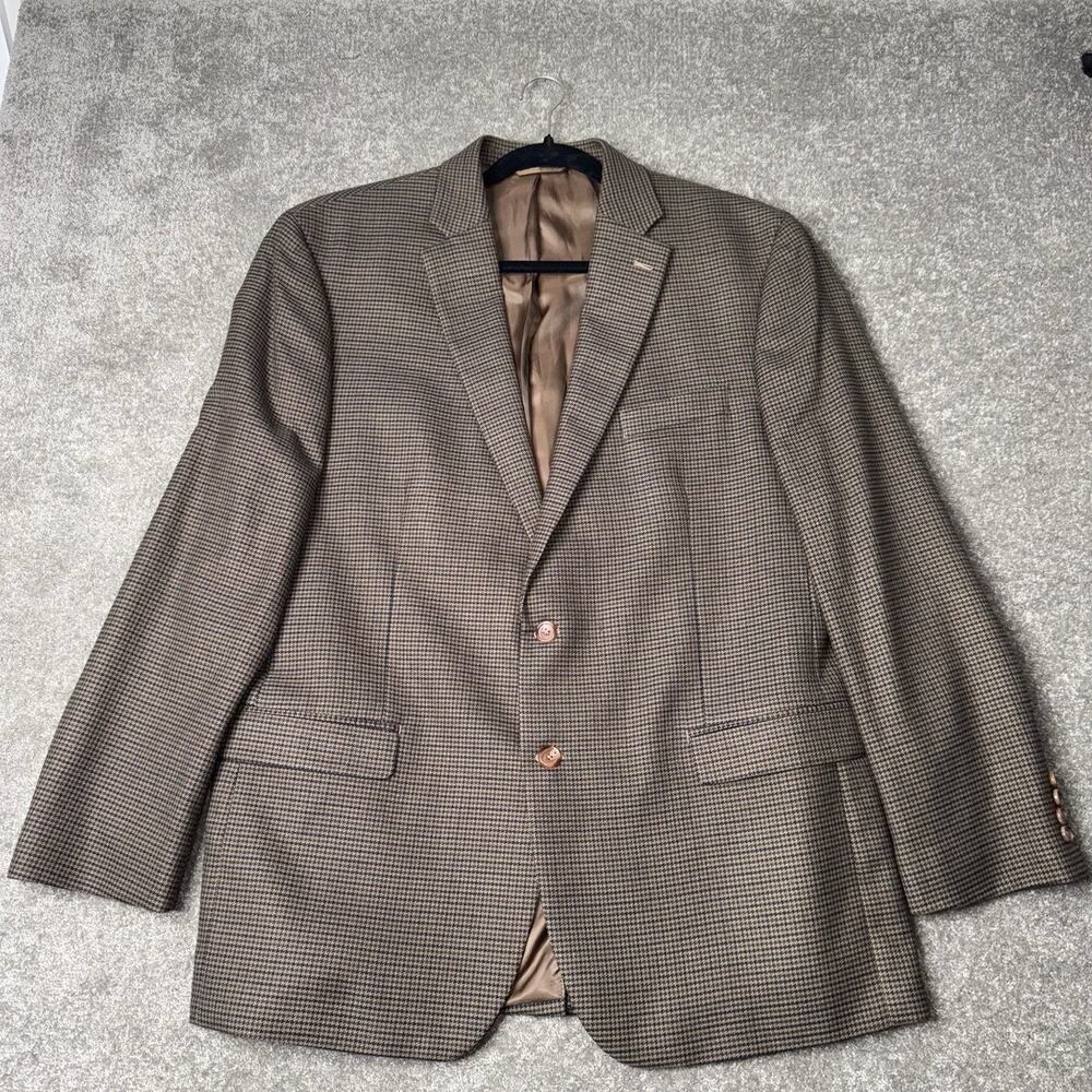 Lauren‎ Ralph Lauren Blazer 46L Brown Houndstooth Classic Fit Sport Coat